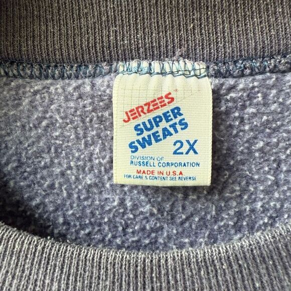 Vintage Jerzees Russell Blue Heather Embroidered Snowmobile Sweatshirt 2X - Picture 6 of 7
